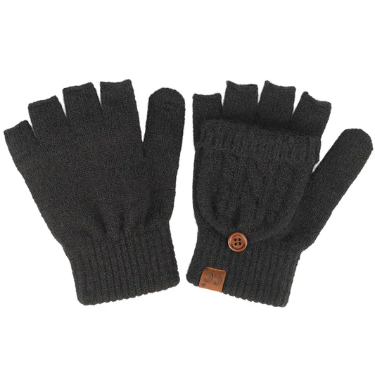 Black Convertible Mitten Gloves