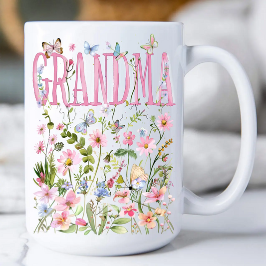 GRANDMA 15OZ FLORAL MUG