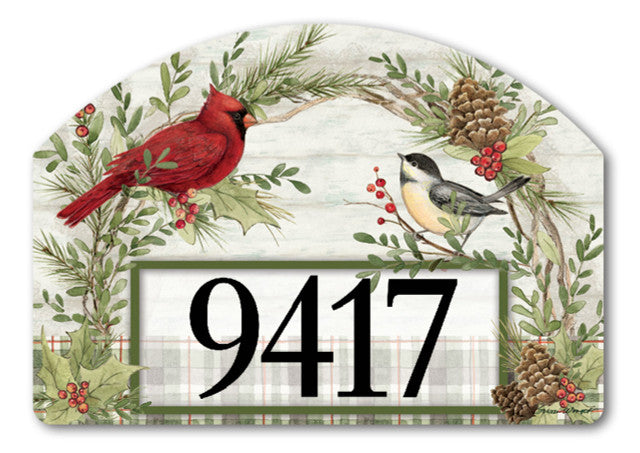 Winter Bird Wreath Yard Magnet