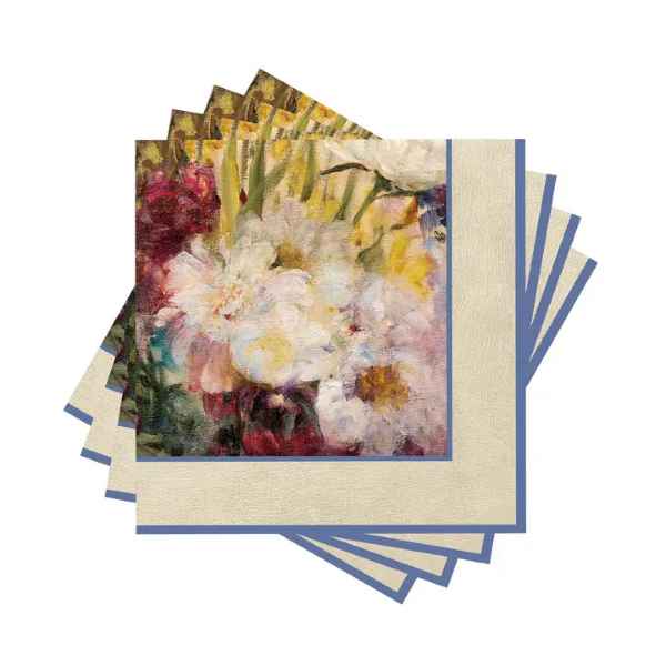 PEONIES AND IRIS BEVERAGE NAPKINS