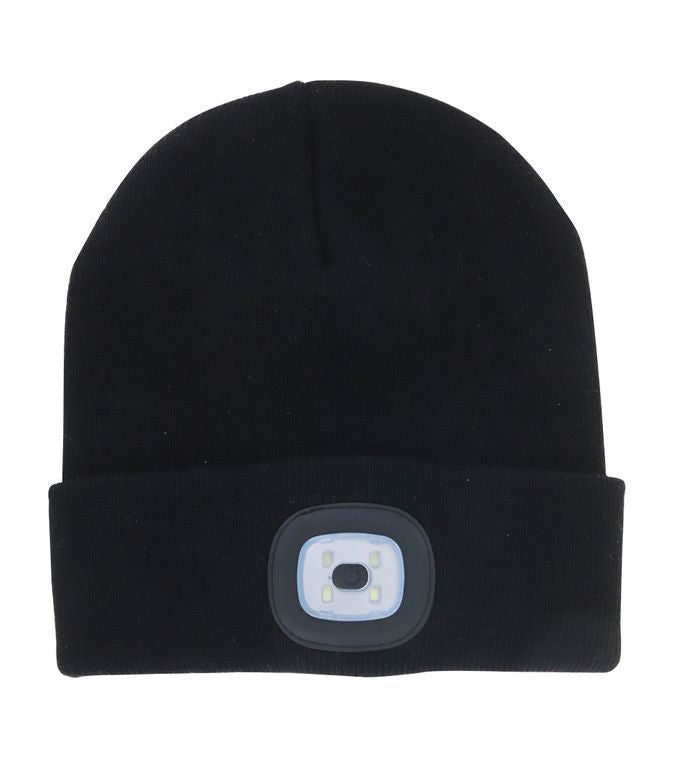 BLACK ADULT RECHARGABLE LED BEANIE