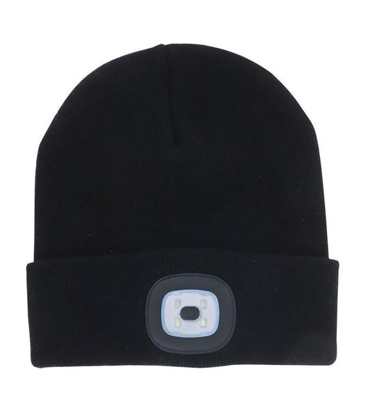BLACK ADULT RECHARGABLE LED BEANIE