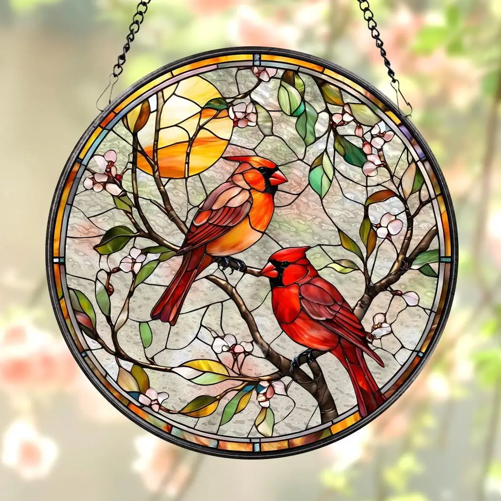 Cardinal Pair 10" Suncatcher