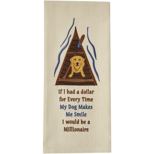 My Dog Makes Me Smile Embroidered Towel