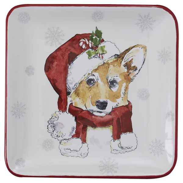 Corgi Holiday Paws Plate