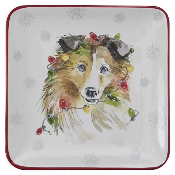 Sheltie Holiday Paws Plate