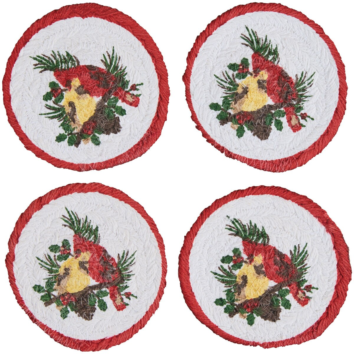 HOLIDAY CARDINAL SET 4 COASTERS
