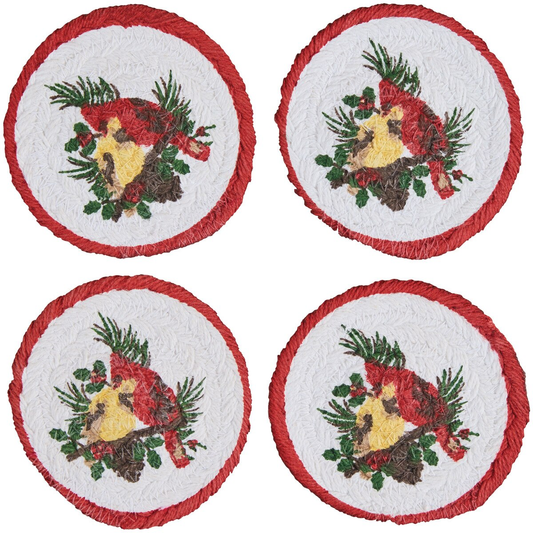 HOLIDAY CARDINAL SET 4 COASTERS