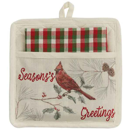 Cardinal Seasons Greeting Potholder Set