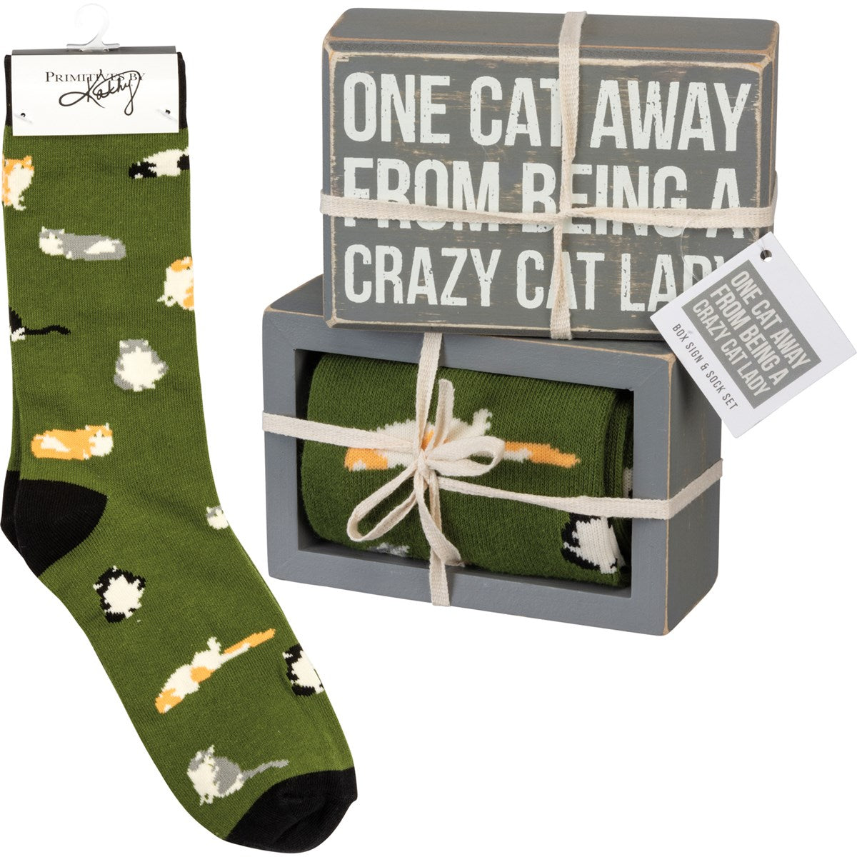 Cat Socks and Box Sign Set