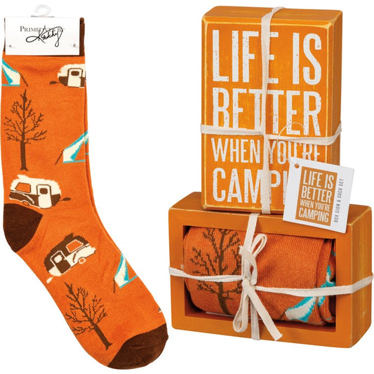 Camping Box Sign & Socks Set