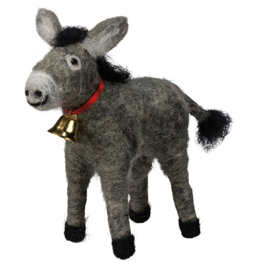 Donkey With Bell Wool Figurine