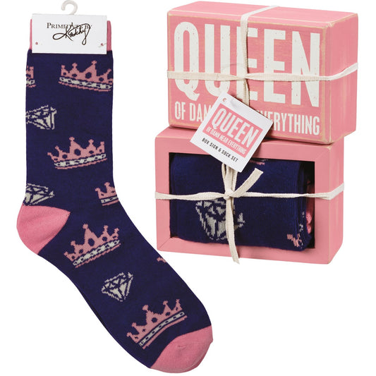 QUEEN Socks and Box Sign Set