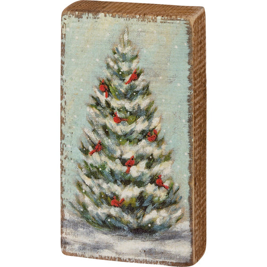 TREE With Cardinals BLOCK SIGN