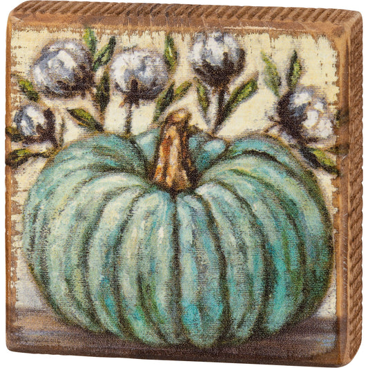 Green Pumpkin Block Sign 4X4
