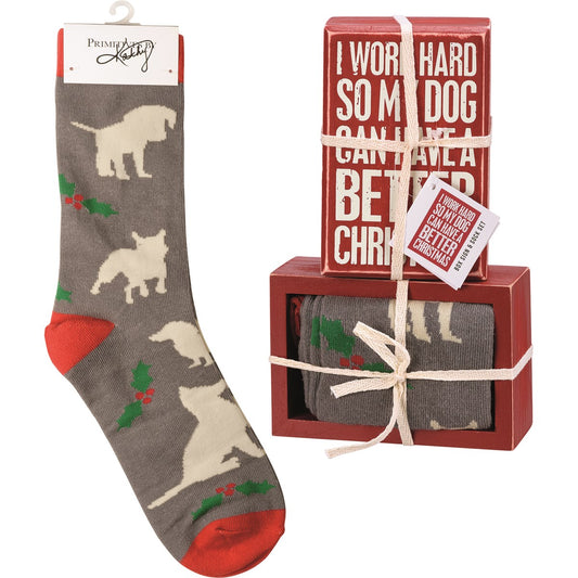 I Work Hard Sock & Sign Set