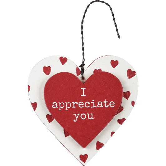 I Appreciate You Heart Ornament