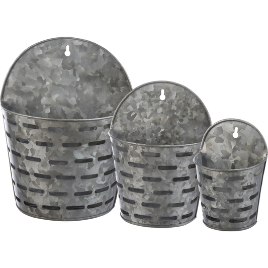 Medium Rustic Olive Wall Bucket