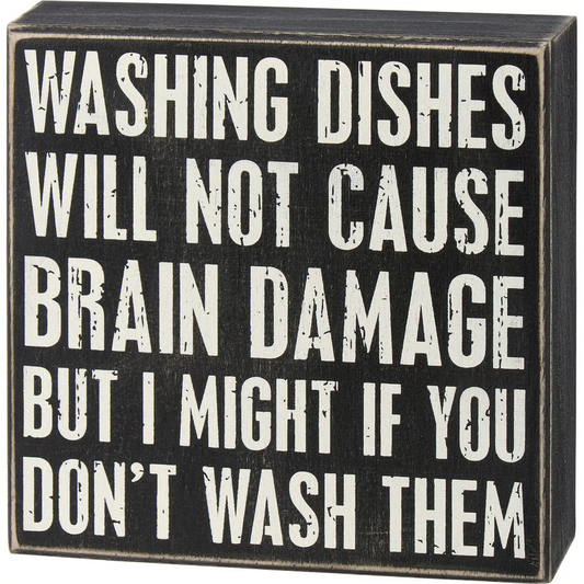 Washing Dishes Box Sign
