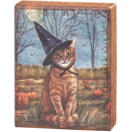 Halloween Cat Block Sign