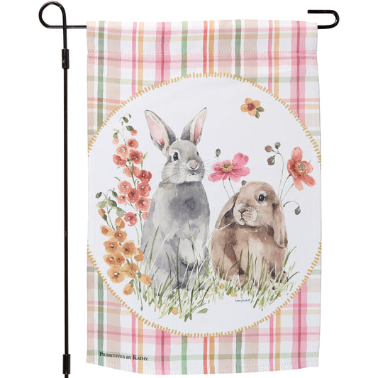 Flower Bunnies Garden Flag