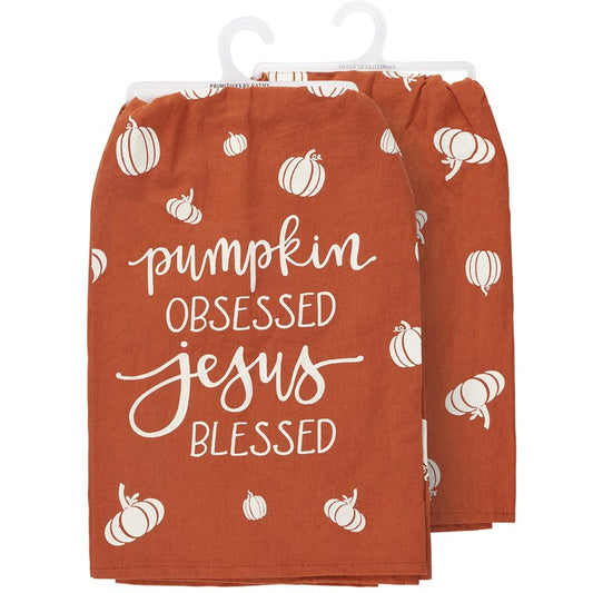 JESUS BLESSED PUMPKIN KITCHEN TOWEL