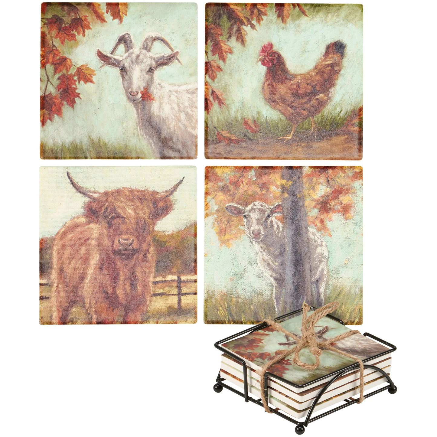 Fall Farm Coaster Set