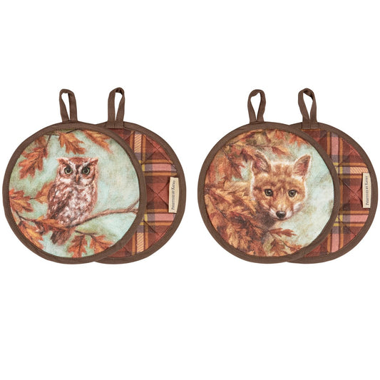 Fox and Owl Hot Pad Set