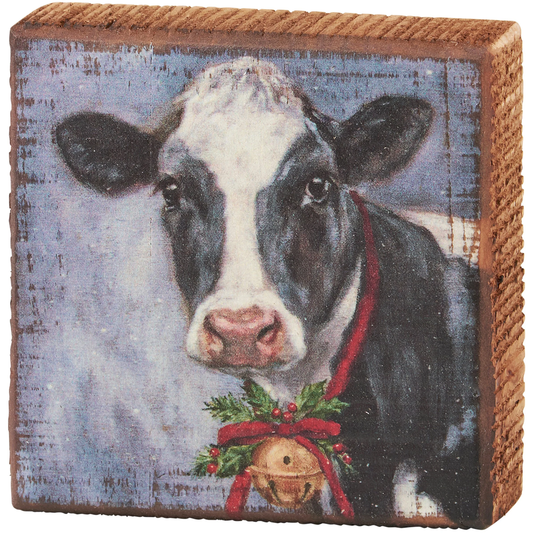 Merry Cow Block Sign