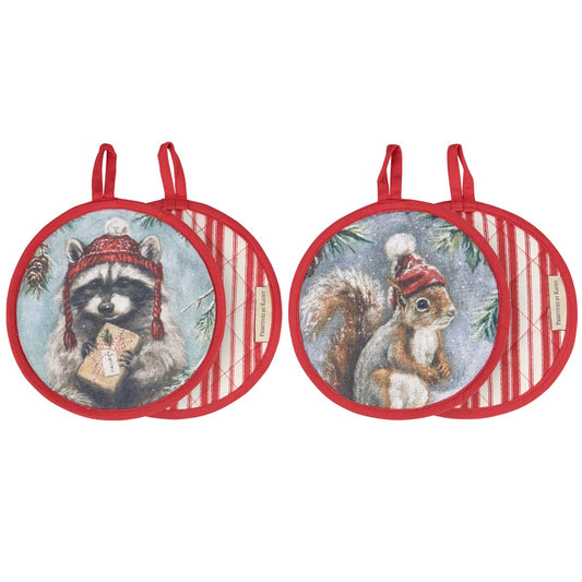 Racoon & Squirrel Hot Pad Set