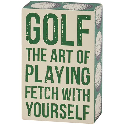 PLAYING FETCH GOLF BOX SIGN