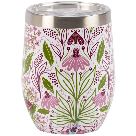 PURPLE FLORAL WINE TUMBLER