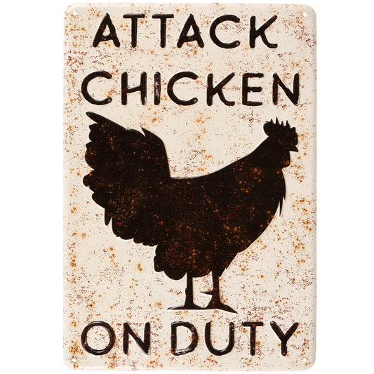 Attack Chicken Metal Wall Decor