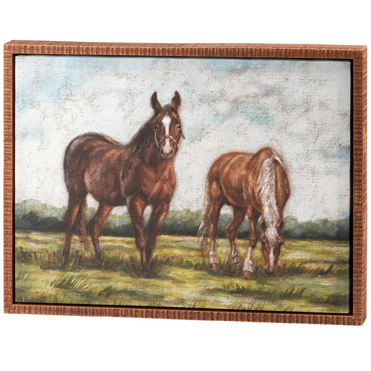 Grazing Horses Canvas Wall Art 18X14