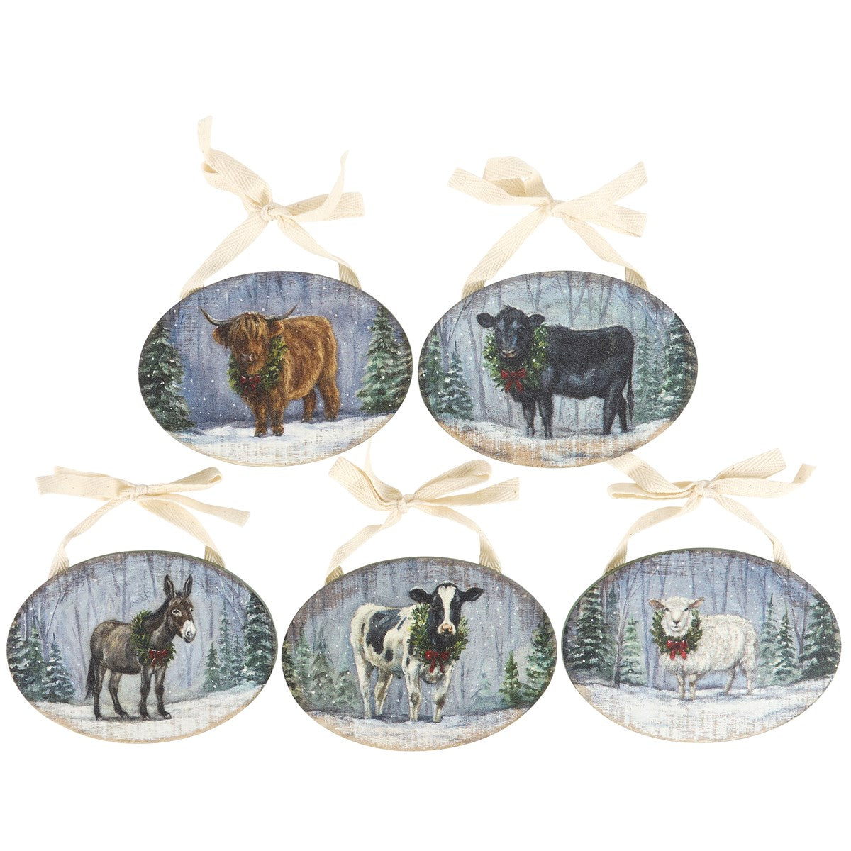 Snowy Farm Animal Ornament