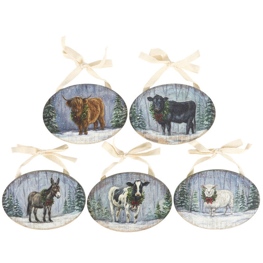 Snowy Farm Animal Ornament