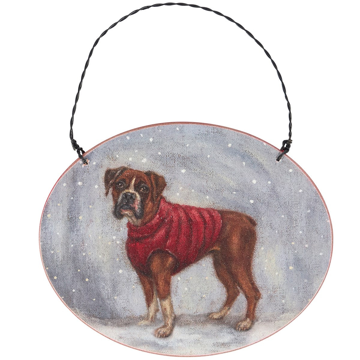 Boxer Oval Christmas Ornament