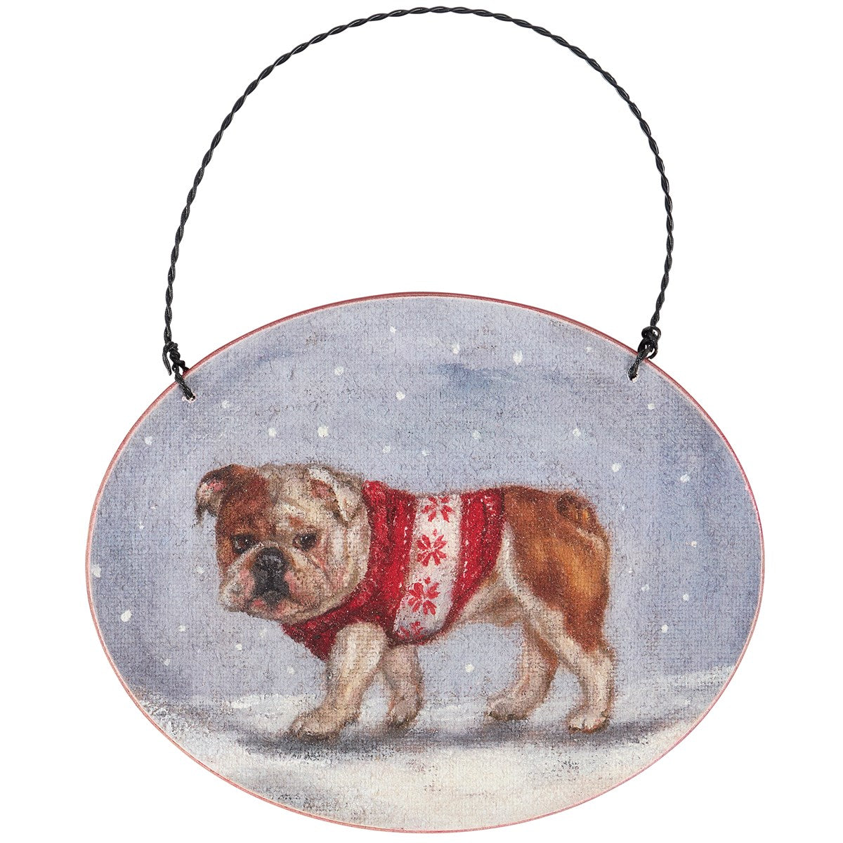 Bulldog Oval Christmas Ornament