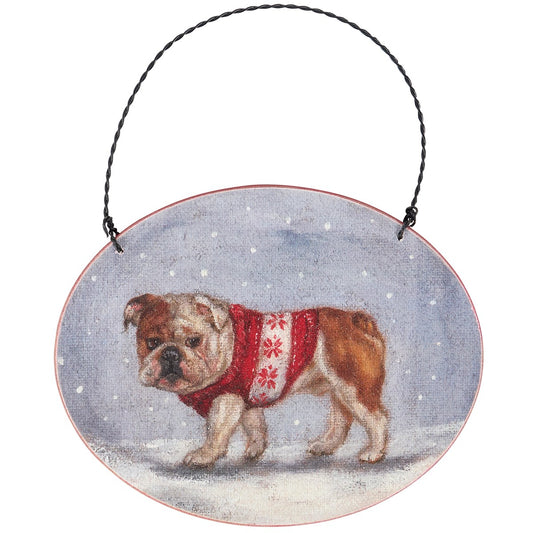 Bulldog Oval Christmas Ornament