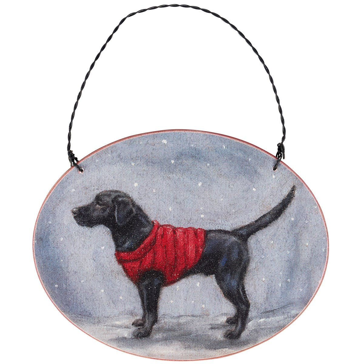 Black Lab Oval Christmas Ornament