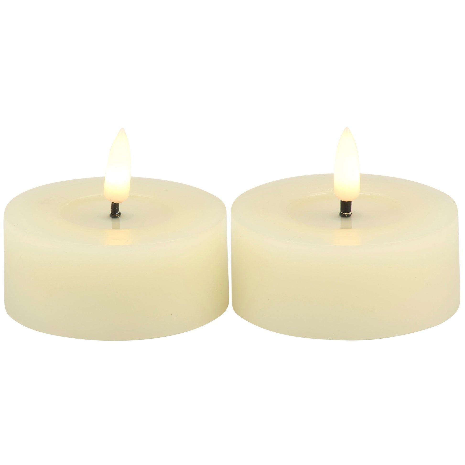 SET OF 2 FLAMELESS SHORT PILLAR CANDLES