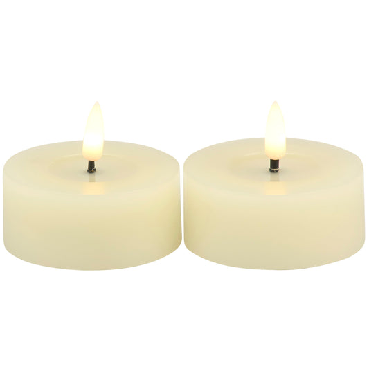 SET OF 2 FLAMELESS SHORT PILLAR CANDLES