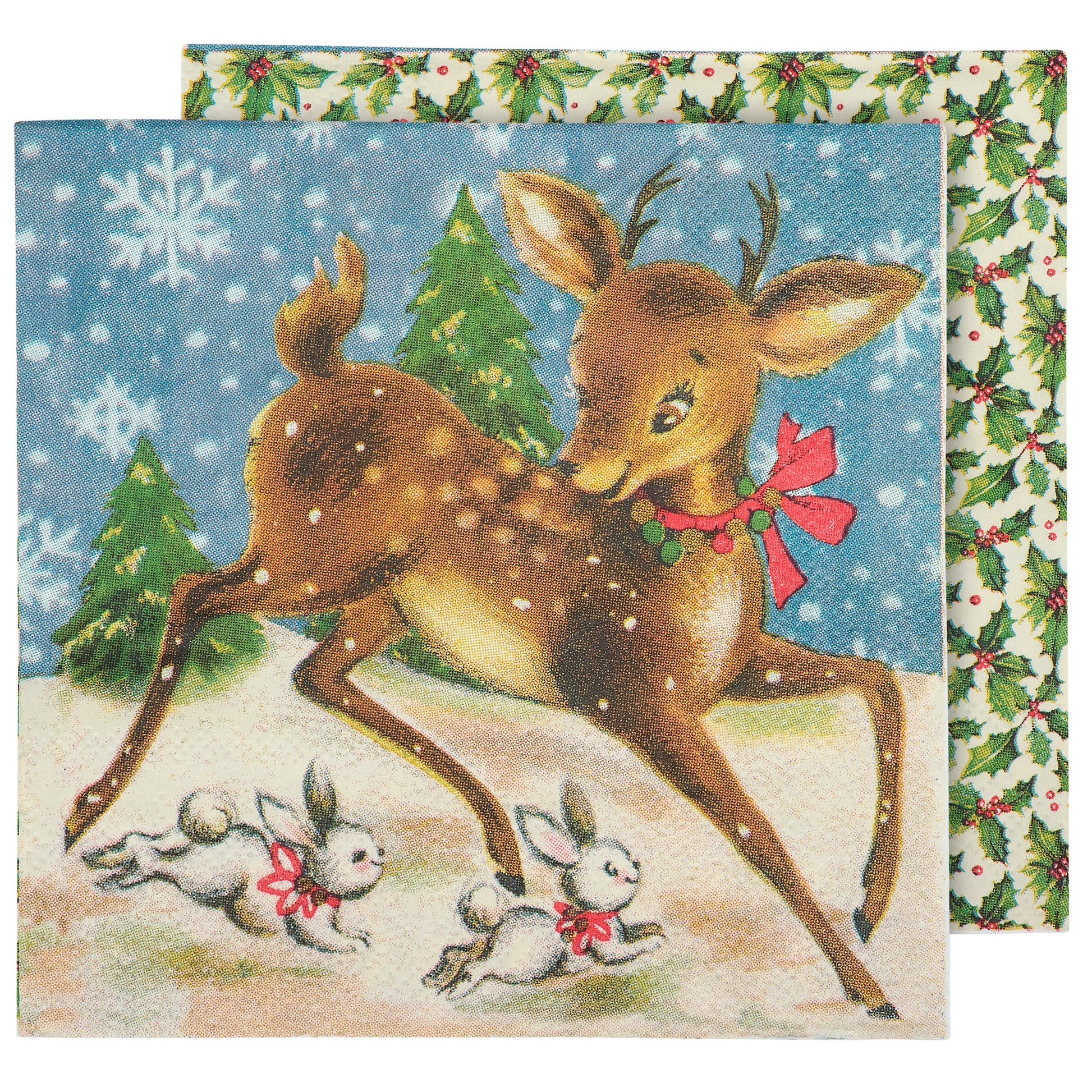 RETRO DEER BEVERAGE NAPKIN