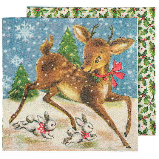 RETRO DEER BEVERAGE NAPKIN