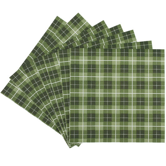 GREEN PLAID DINNER NAPKIN