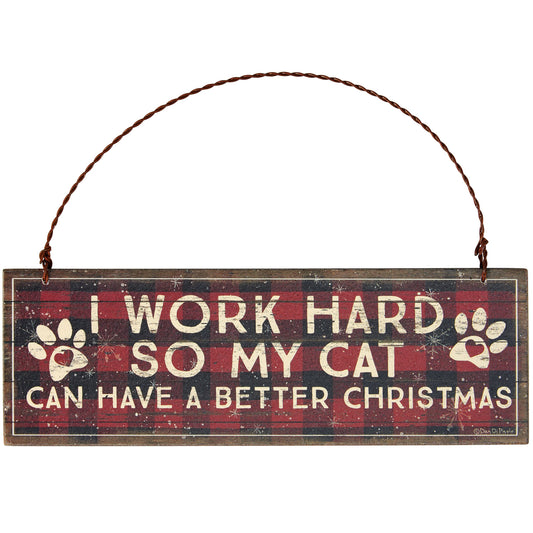Work Hard Cat Ornament