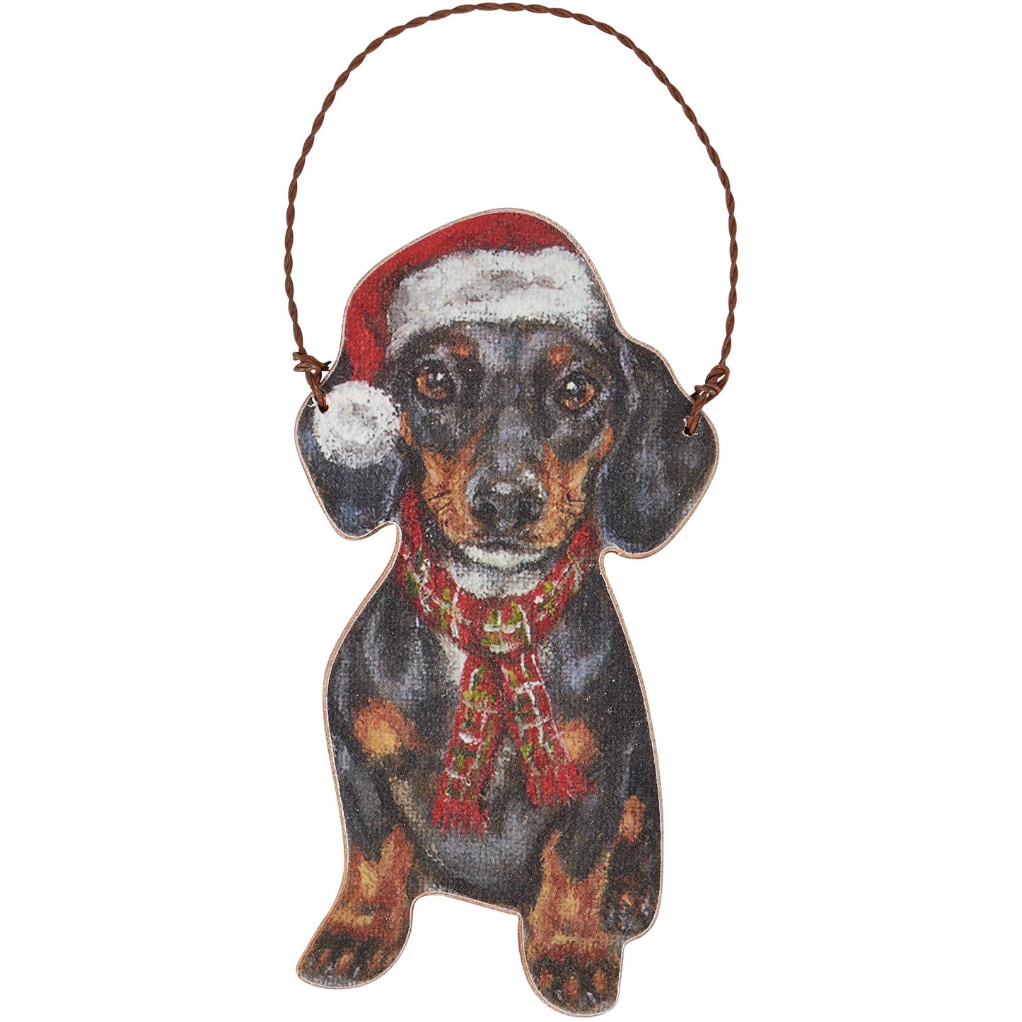Dachshund Santa Hat Ornament