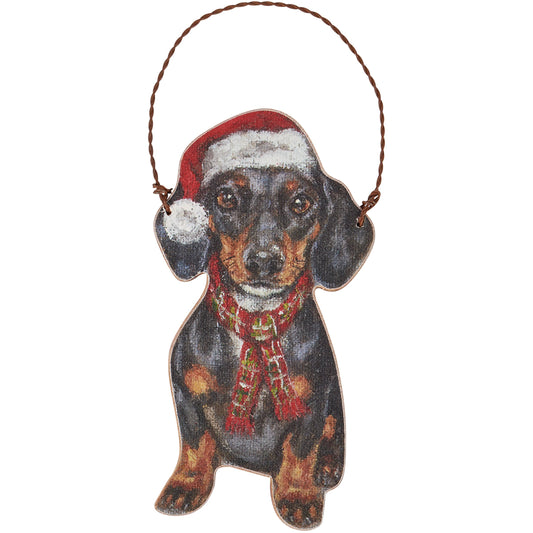 Dachshund Santa Hat Ornament
