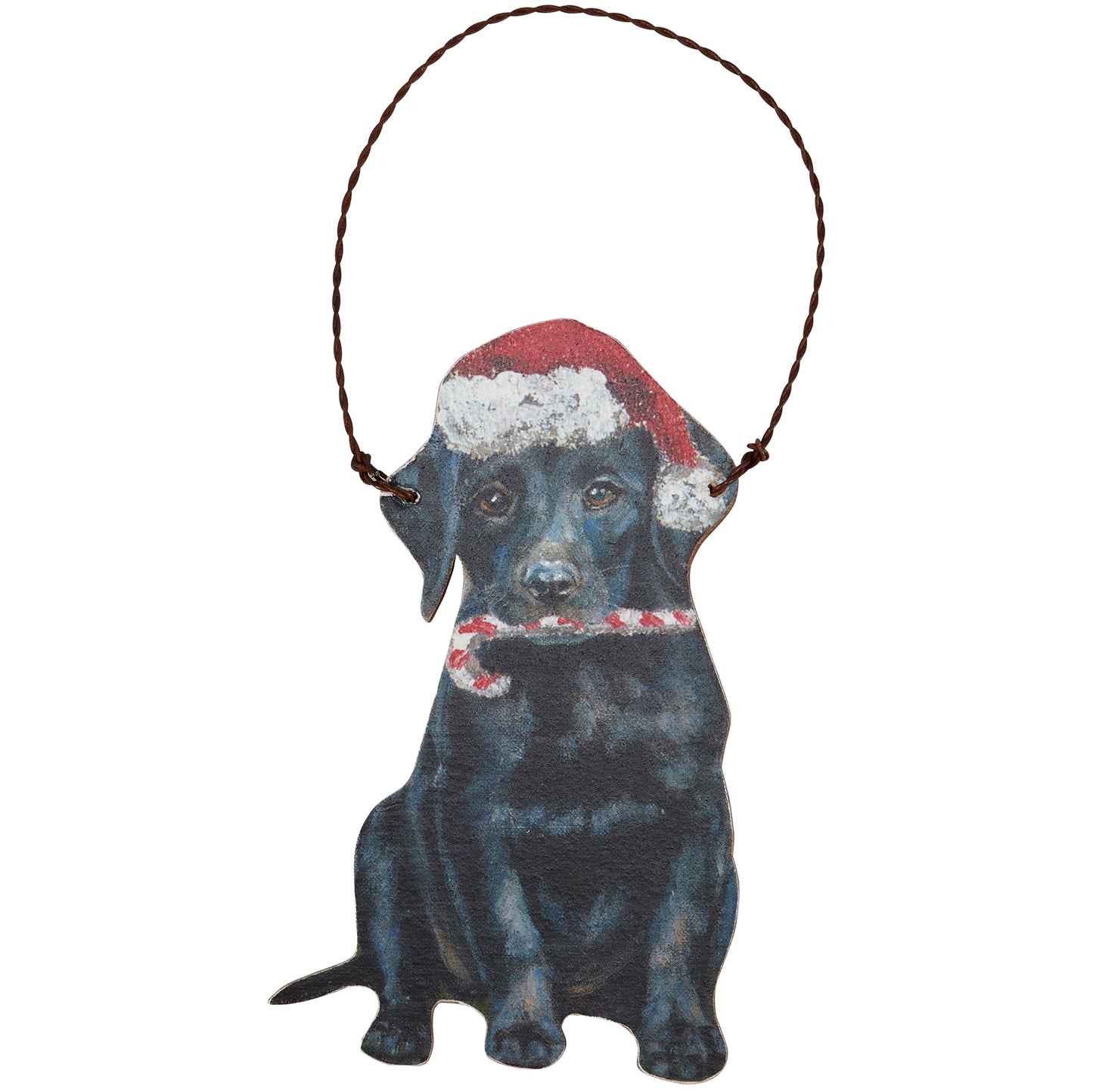 Black Lab Santa Hat Ornament