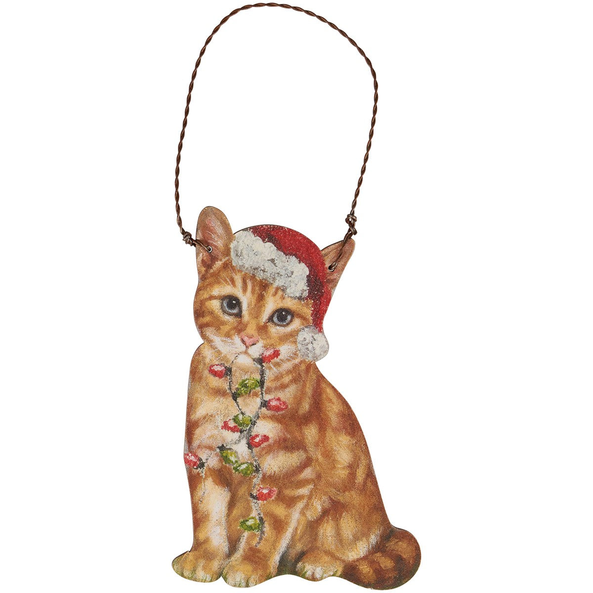 Orange Cat Santa Hat Ornament